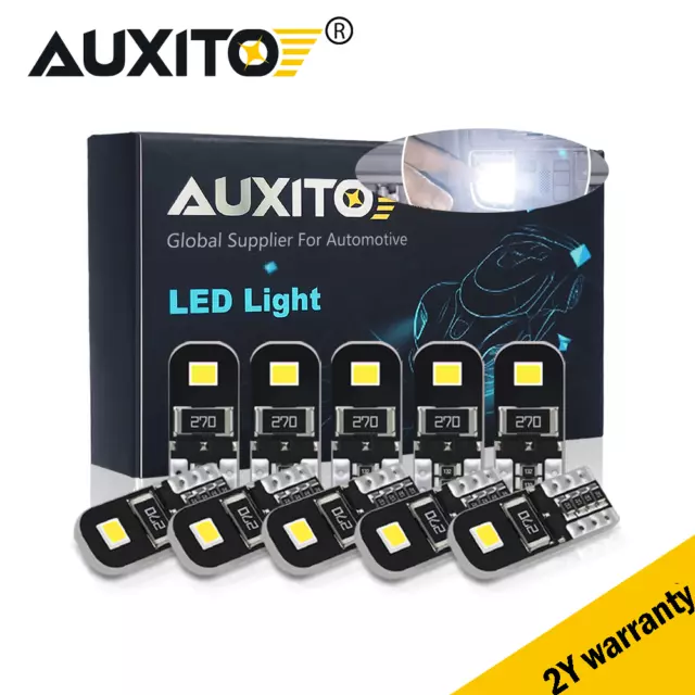 AUXITO 10X T10 194 168 W5W LED Car HID White CANBUS Error Free Wedge Light Bulb