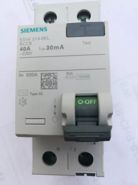 Disjoncteur différentiel SIEMENS 40A 30mA type AC