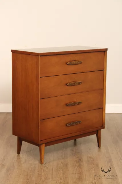 Bassett Furniture Mid Century Modern Walnut Tall Chest of Drawers 2