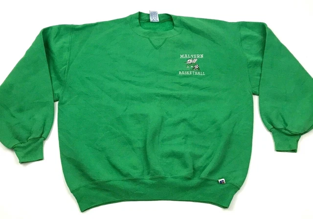 Vintage Russell Malvern Basket Maglione Taglia Grande Uomo Verde Manica Lunga Ua