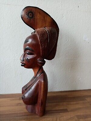 Bust Of Woman African Wooden Paint & Painting The Fertility Art African