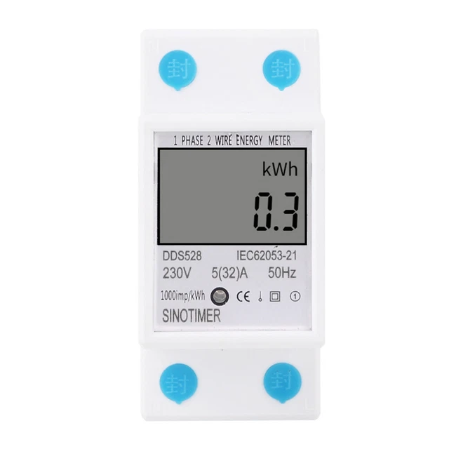 Contatore Elettrico Monofase 5-32A 220V Guida DIN - KWh Metro Energetico