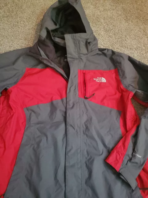 The North Face Rain Hyvent Jacket Mens Medium Red/Gray VG