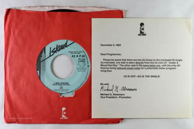 Rock 45 - U2 - I Will Follow - Island - VG++  - promo!