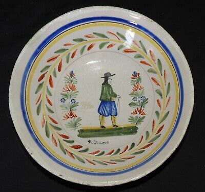 Faience de Henriot HR Quimper 19ième Ancienne Belle Jatte décor de breton 