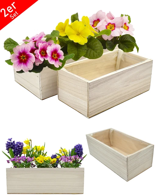 Blumenkasten Aus Holz Grau 80x30x34cm - Pflanzkbel Ohne Montage Fr Balkon  & Terrasse