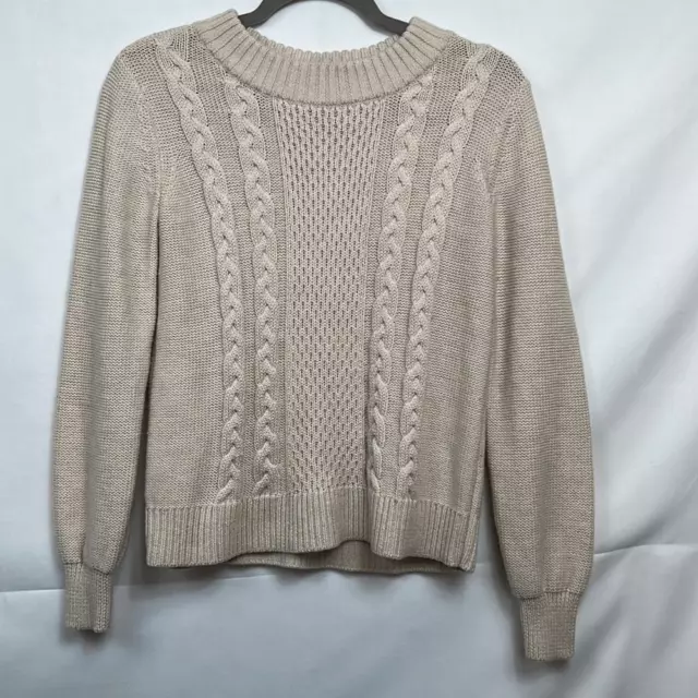 Joie Greer Cream Cable pull on crew neck sweater EUC size small 2