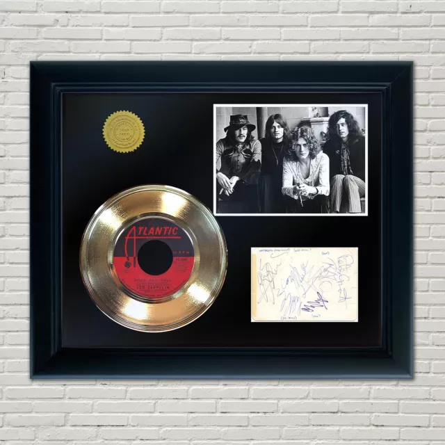 Led Zeppelin Framed 45 Gold Record Reproduction Signature Display