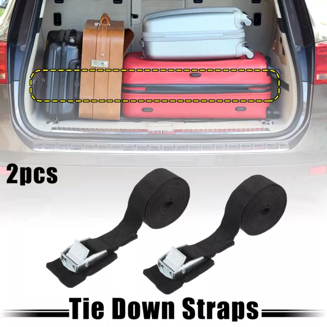 2 Pack 8.2' x 1" Ratchet Tie Down Straps with Cam Buckle for Luggage Traile