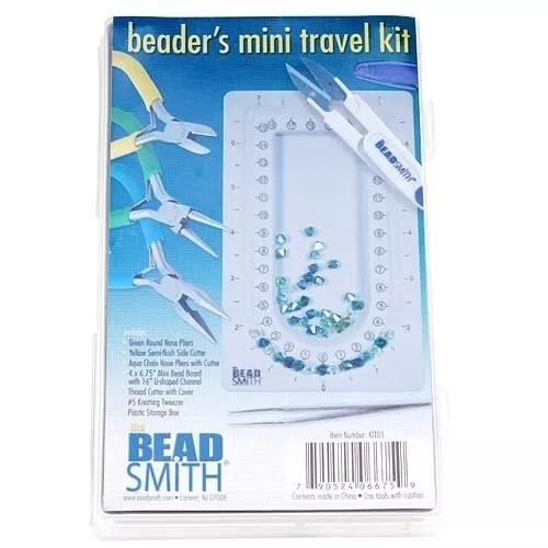 BeadSmith® Beader's Mini Travel Kit with Pliers Tweezers Bead Board Storage Box