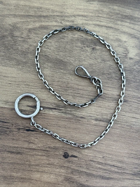 Chaîne Ancienne Pour Montre De Gousset En Argent Massif - Pièce De Collection Vintage