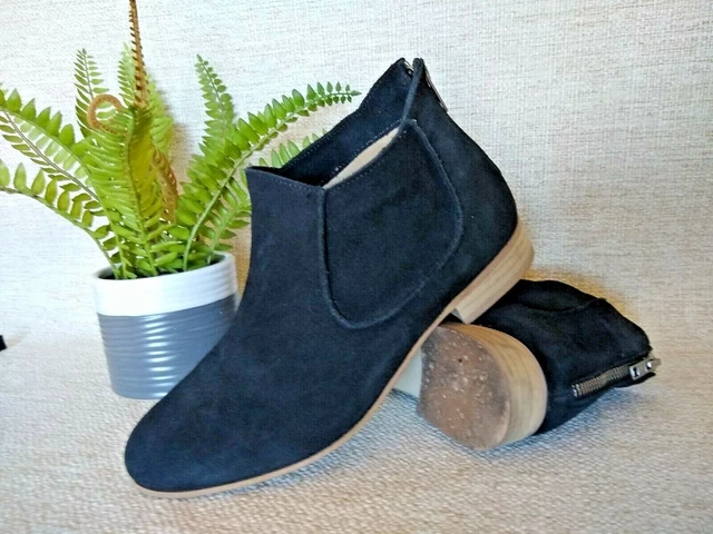 STEVE MADDEN Women Black Suede Ankle Boots Back-Zipper US8