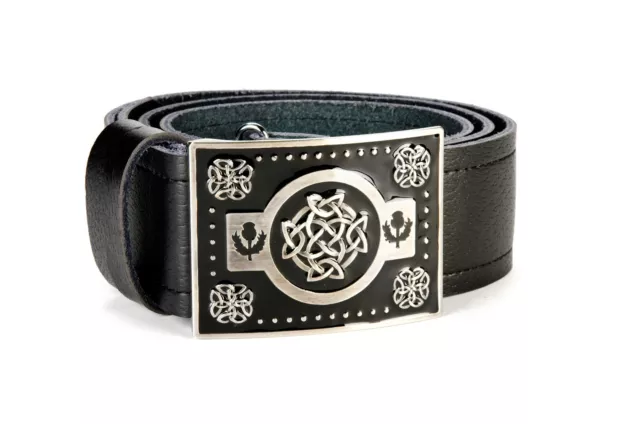 Celtic Knot Leather Kilt Belt and Buckle MG4 Antique + Black