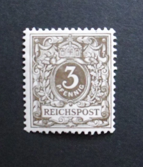 1889 Mi:65,-MiNr 45 e Krone/Adler 3 Pf dunkelocker postfrisch gepr JäschkeL BPP