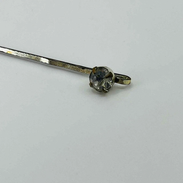 Antique Chrome and Rhinestone Hairpin Hair Clip 2” SB3