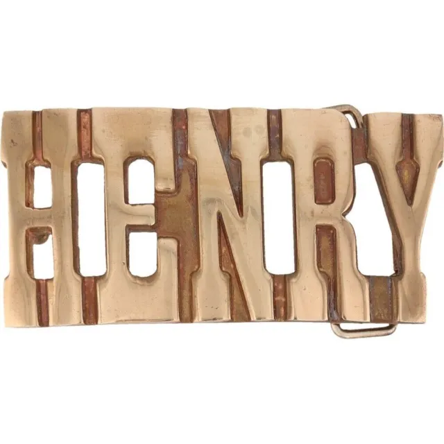 New Brass Henry Hank Name Old School Hippie Hippy Retro NOS Vintage Belt Buckle