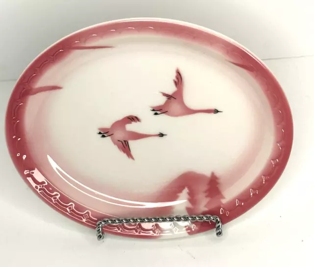 Syracuse China Econo Rim TRAVELER Railroad Oval Side Plate 8” X 6.5” Date 7BB