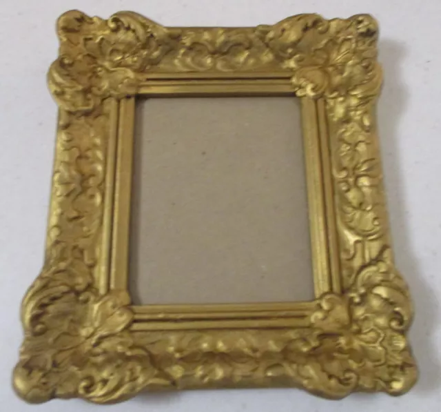 Vintage Antique Gold Gesso Accents Wood Frame Fits 4 1/2 "-5 1/2 " Painting Pict