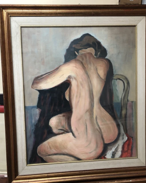Achille Attilio Martelli Olio Su Tavola Nudo Femminile Firmato 1977 50X60 Cm