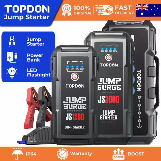 TOPDON Car Jump Starter Booster Pack Box Powerbank Charger Portable Lithium