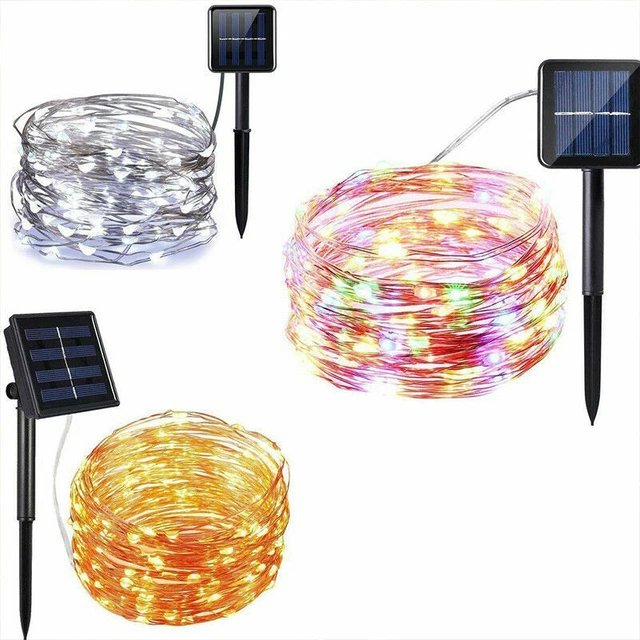 Outdoor Solar String Lights LED Waterproof Copper Wire Xmas Garden Party Decor