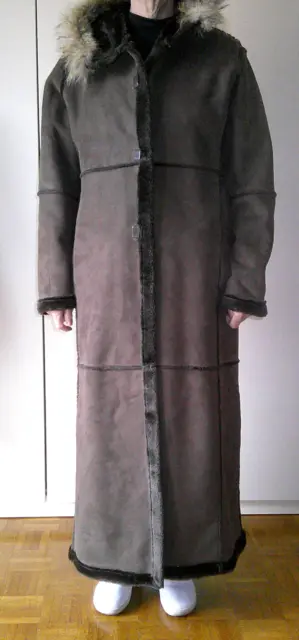 cappotto lungo donna tg. 46 montone marrone  con cappuccio - Esisto Conbipel