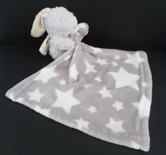 S12. DOUDOU PELUCHE I2C LAPIN mouchoir couverture plaid gris blanc étoile TTBE