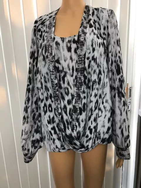 Alfani Blouse Womens 20 W Black White High Low Tunic Career MSRP $75.  A