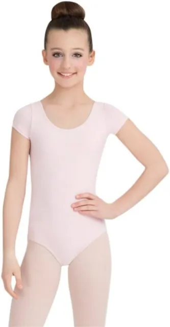 Girls Capezio Classic Short Sleeve Leotard Ballet Dance Pink Large (10/12) New