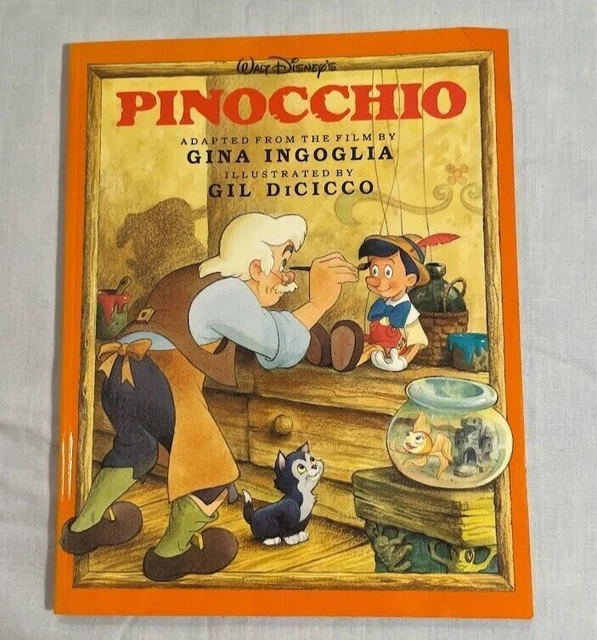 Walt Disneys Pinocchio Book 1992 Soft Cover Disney Press Gina Ingoglia Very Good