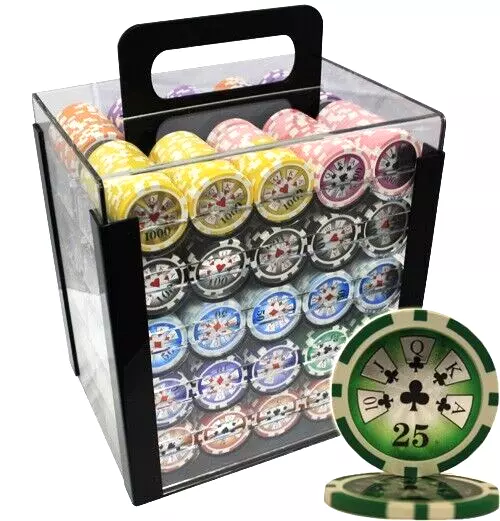 Mrc Poker 1000Pcs 14G High Roller Poker Chips Set With Acrylic Case & Chips Tray