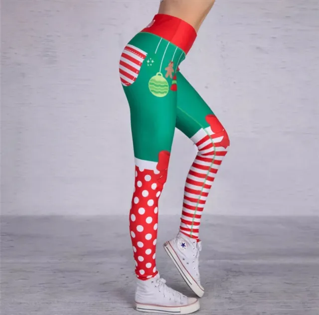 Leggings Natale per Ragazze e Donna Pantaloni Yoga Sportivi Stampati Digitalmente 3D 4