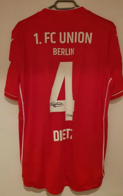 TOP Trikot 1. FC Union Berlin (5) Dietz  & signiertes Spielertrikot Matchworn 3