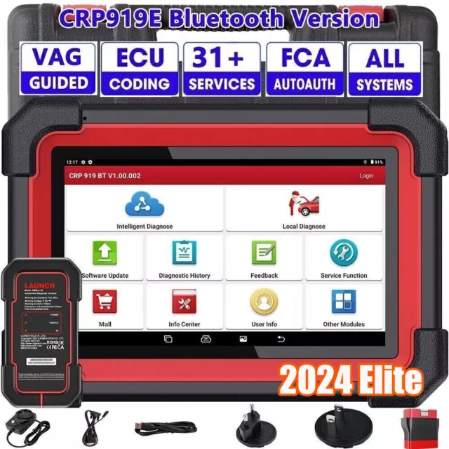 2024 LAUNCH CRP919EBT Elite Car Bidirectional Diagnostic Scanner Tool Key Coding