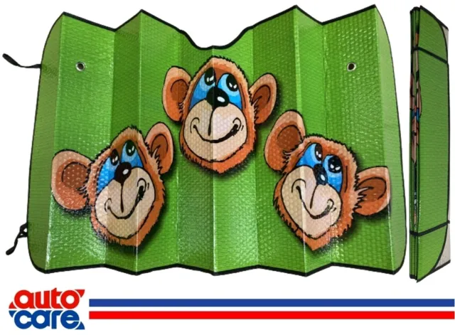 Metallic Car Front Windscreen Foldable Sun Shade UV Protector Monkeys Universal