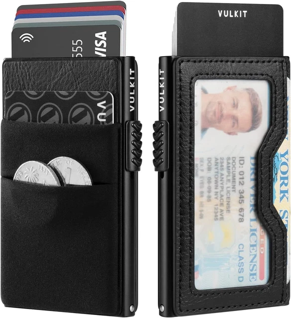 MINIMALIST WALLET WITH ID Window & EDC Pocket Pop Up Card Holder RFID