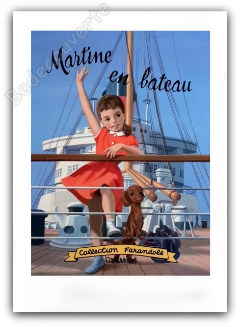 Affiche MARLIER Martine en bateau 50x70 cm