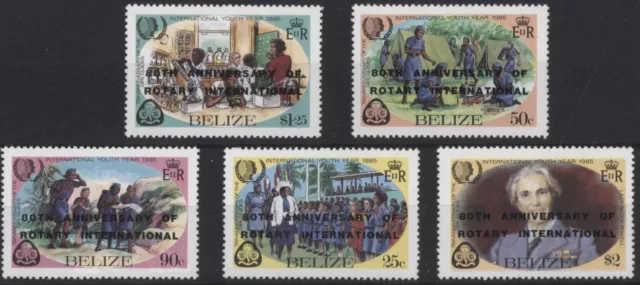 Belize 1985 Rotary International overprint on Girl Guide set of 5, mint MNH