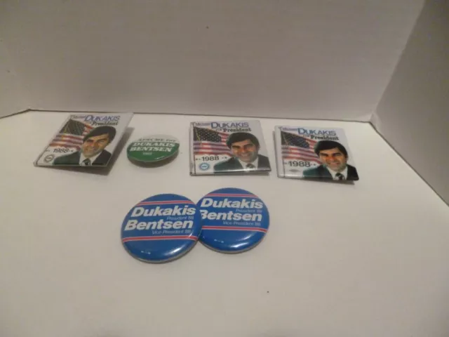 Six Dukakis/Bentsen For President Button Pins