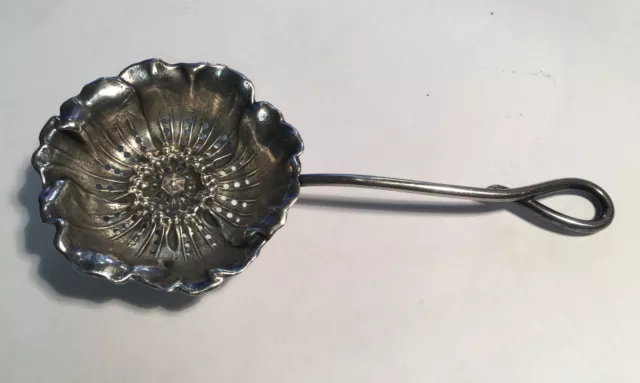 Sterling Silver George W Shiebler Co  Tea Strainer Poppy Flower GTC 6-1/4”