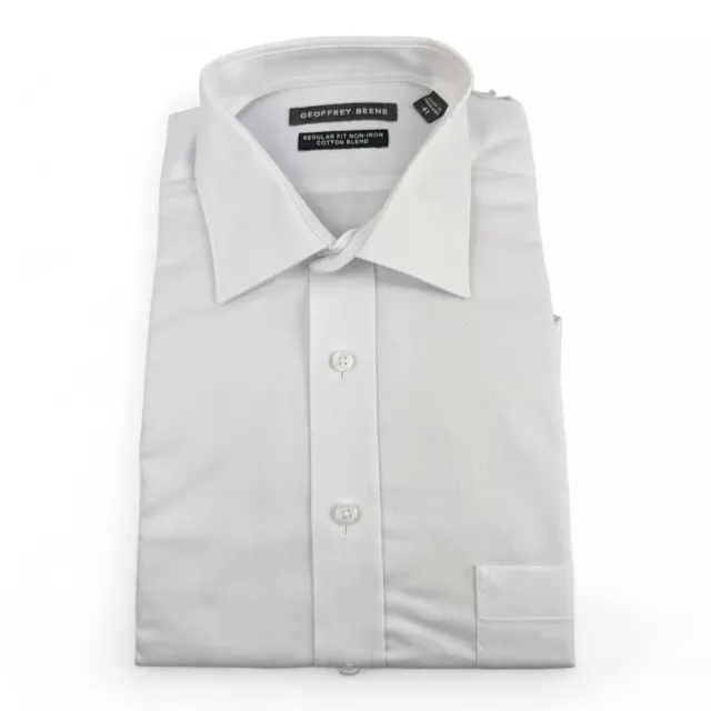 GEOFFREY BEENE MENS White Long Sleeve Button Up Business Shirt Size 41 ...