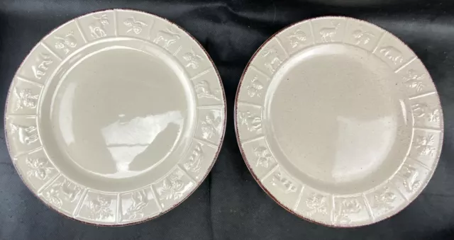 Set Of 2 Bass Pro Shops WILDERNESS Dinner Plates Cabin 10-7/8" Moose Elk Bear
