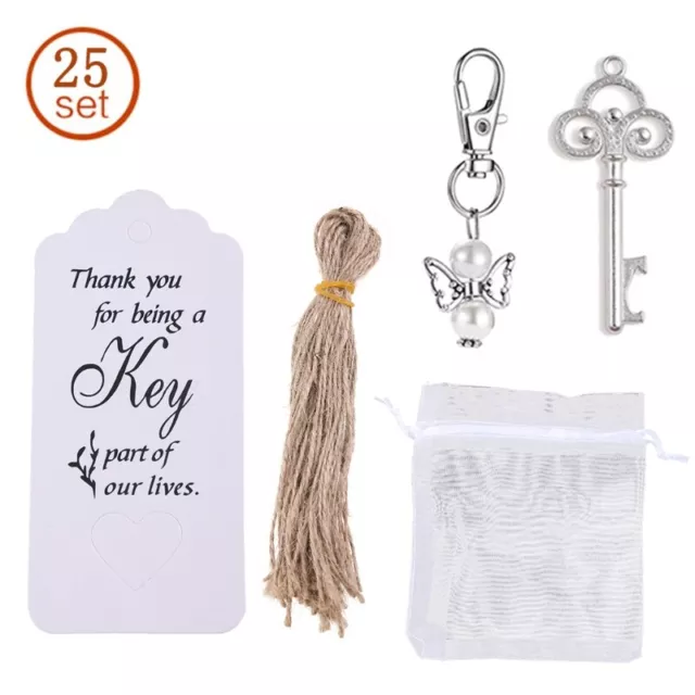 25pcs/set for Key Bottle Opener Angel Keychain with Tags Wedding Party Fav