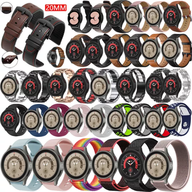 For Samsung Galaxy Watch 5 40/44mm 5 Pro 45mm Metal Leather Band Strap Bracelet