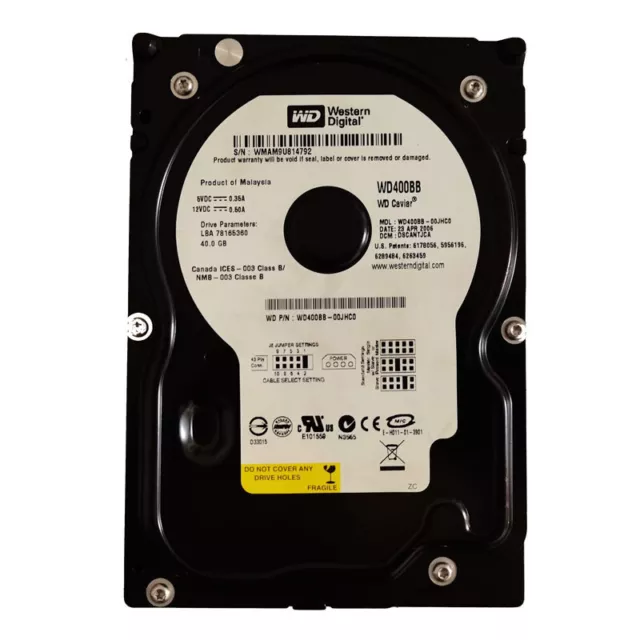 Western Digital 40GB WD400BB 7200RPM PATA IDE 3.5" Desktop HDD Hard Disk Drive