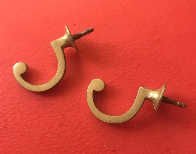 2 French wall hook Antique Solid Brass Curtain Tie Back Victorian Gold Scroll