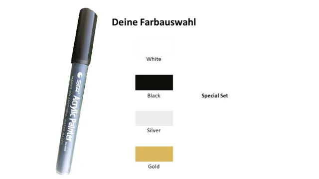 Acrylstifte STA - Special Set - 4 Stifte - Farben gold silber schwarz weiß 2