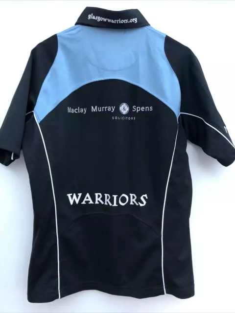 GLASGOW WARRIORS Rugby Shirt Kooga Black Short Sleeve Mens Small S 2