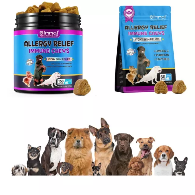 Dog chews allergy tablet dog itchy skin relief immune support treats for dogs