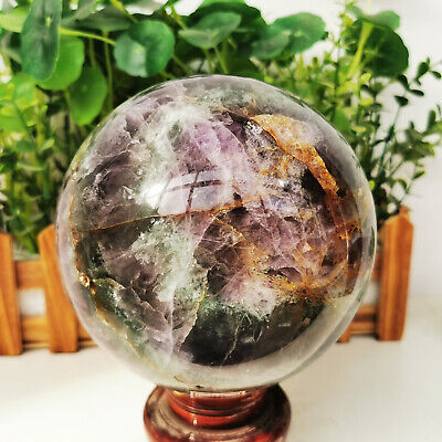 Natural rainbow Fluorite Sphere QuartzCrystal polished Ball Healing decor 8.44LB